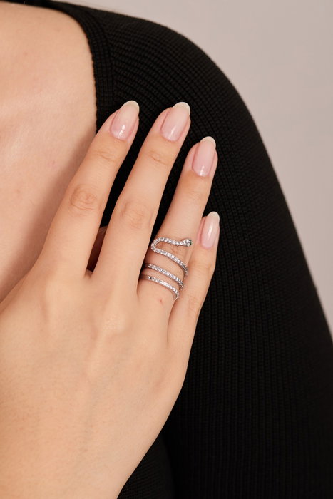 Heliophilia Silver Anillo de Metal en Plata con Circonia